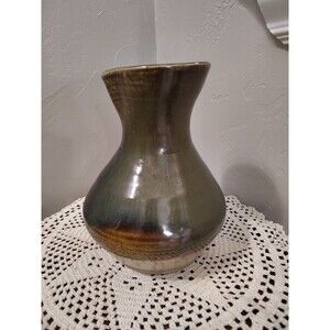 Sculptural Handmade Stoneware Pottery Jug Pitcher Primitive Folk Art No Handle